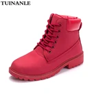 Женские ботинки на плюшевой подкладке TUINANLE, модные теплые ботильоны розового цвета на каблуке, размеры 36-42, Осень-зима 2022
