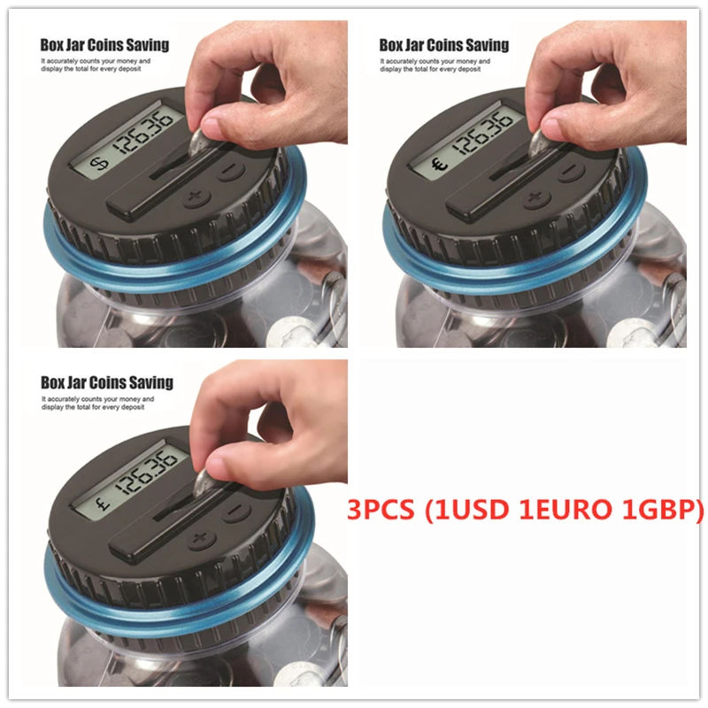 3PCS (USD EURO GBP) 3 шт. Копилка счетчик Монета коробка электронный цифровой ЖК счетная копилка для монет денег экономия коробка банка для USD Евро GBP денежная коробка - Цвет: 3PCS (USD EURO GBP)