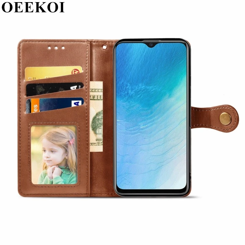 OEEKOI чистый цвет из искусственной кожи бумажник флип чехол для Vivo Y19 | Мобильные