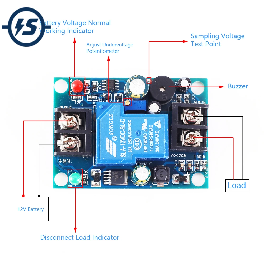 Защита от батареи модуль защиты разрядки звуковой сигнал при низком напряжении