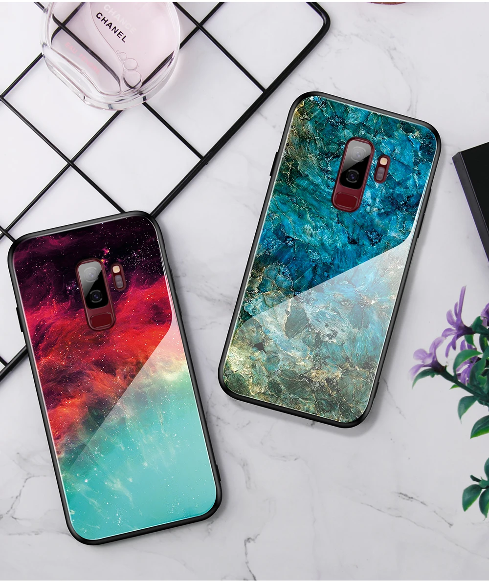 Чехол Heyytle из закаленного стекла с градиентом для samsung Galaxy S9 S10 Plus A70 A50, чехол с рисунком звездного неба для Note 9 A60