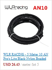WLR RACING-6 AN Pro Lite черный нейлоновый Плетеный Топливный шланг 350 PSI 5 м+ набор переходников для шланга+ заглушка NPT WLR7312+ SL10NPT-BK