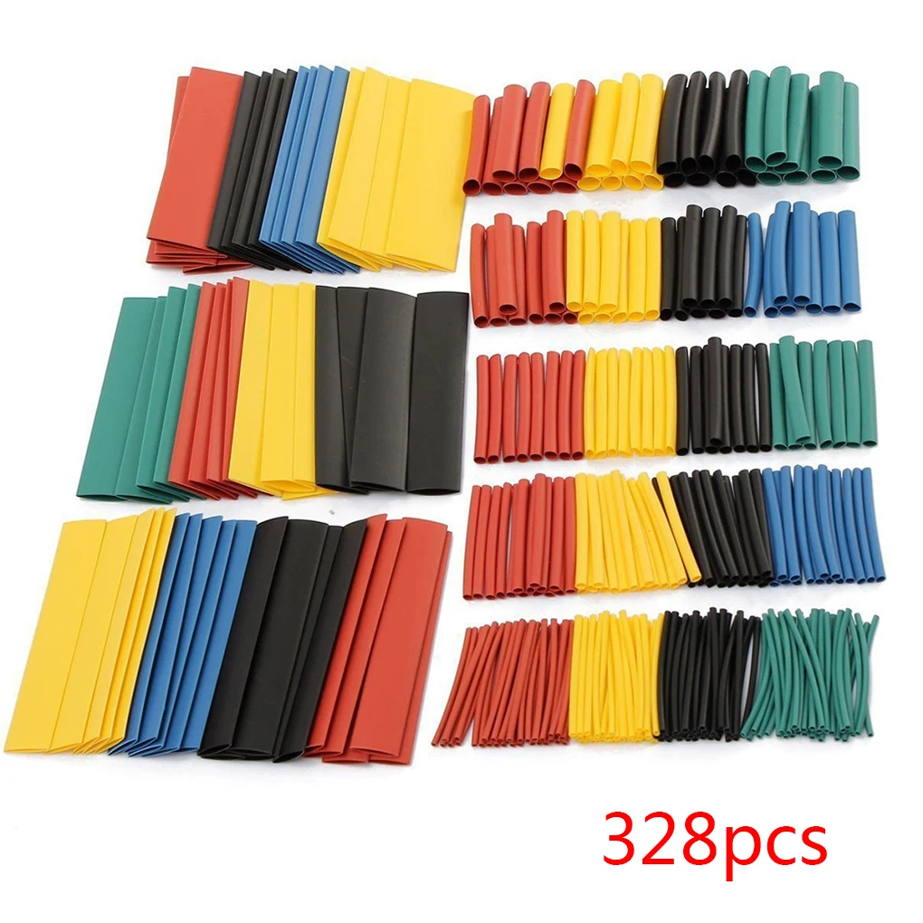 

100/127/140/164/328/530Pcs Assorted Polyolefin Heat Shrink Tubing Tube Cable Sleeves Wrap Wire Set Mixed Color/Black