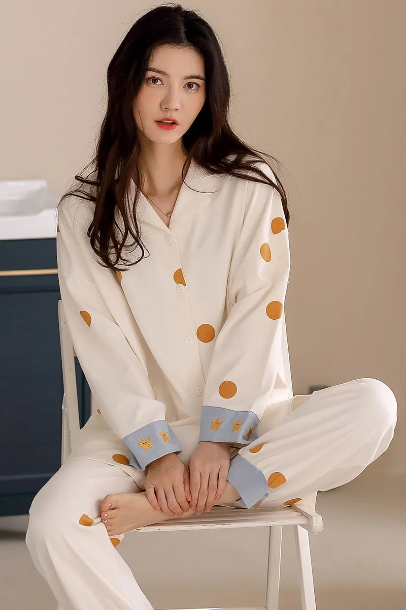 Комплект женский хлопковый в горошек с кардиганом белый | Женская одежда