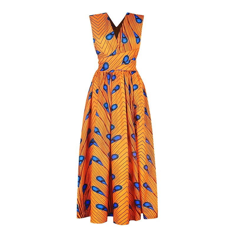 Color 8 Женская мода, африканская одежда, Базен, Цветочный Фестиваль, Danshiki Vestidos, длинный халат, сексуальные африканские платья для женщин - Цвет: Color 8