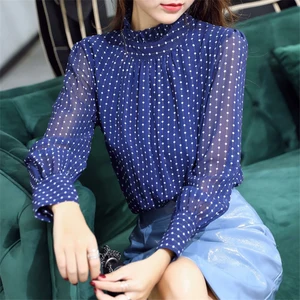 Корейский 2020 летний женский топ Blusa Mujer кружевная шифоновая блузка женская рубашка с длинным рукавом Женские топы и блузки дамского размера плюс