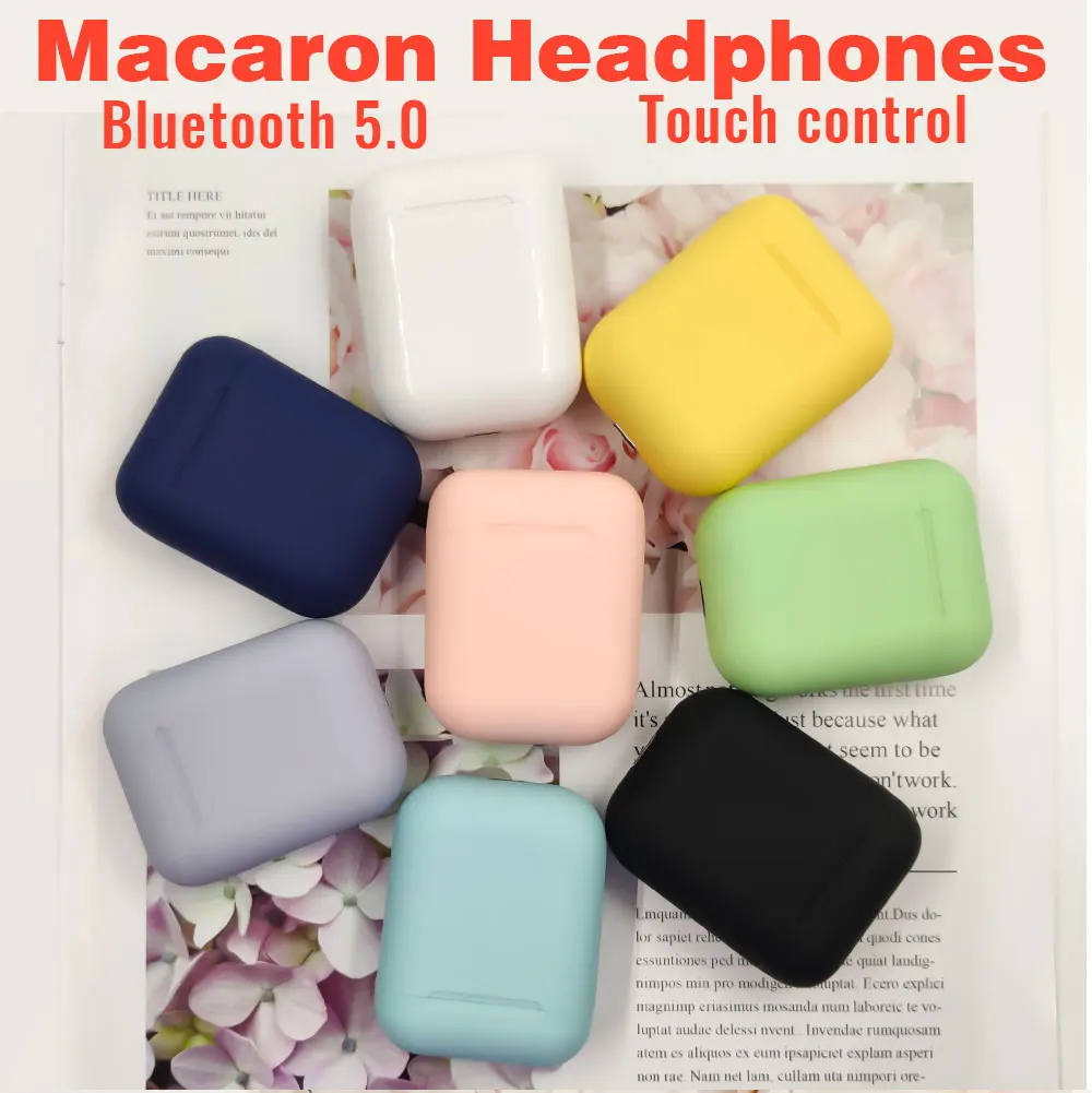 Оригинальные Macaron i12 TWS беспроводные наушники Bluetooth 5,0 наушники 12 сенсорные настоящие стерео наушники для андроида спортивные наушники для телефона