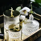 Светлая Роскошная стеклянная банка для конфет в европейском стиле, креативное украшение для дома, Золотая емкость для хранения в гостиной