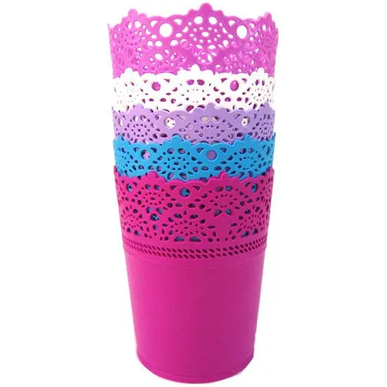 Фиолетовое ведро с рюшами|Цветочные горшки и кадки| |