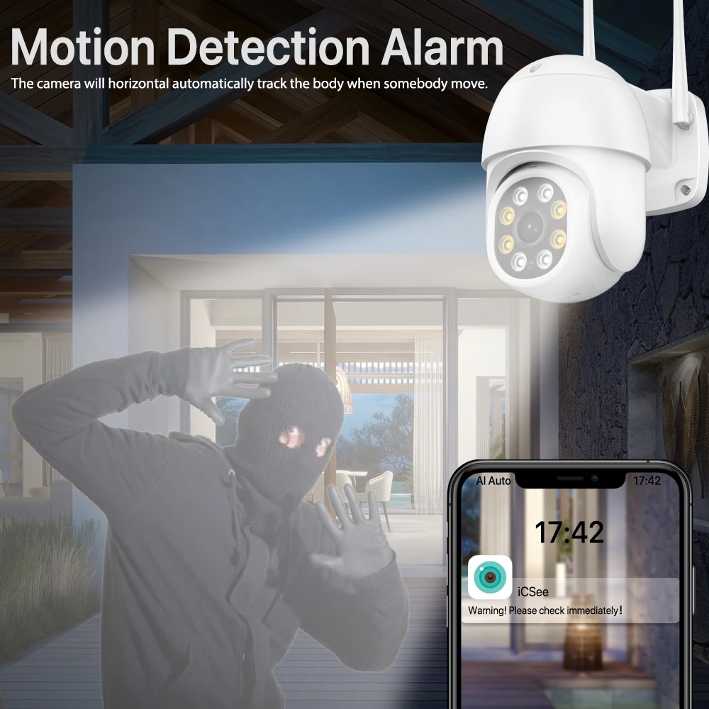 1080P Wifi IP камера наружная 5MP HD беспроводная видеонаблюдения PTZ H.265 iCSee