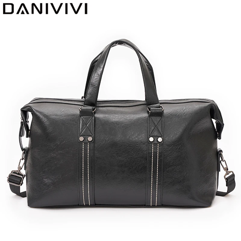 Leather Travel Bag Men's Handbags Black Large Capacity Gym Weekend Duffle Bag Men Zipper Designer Luggage Travel Bag Organizer