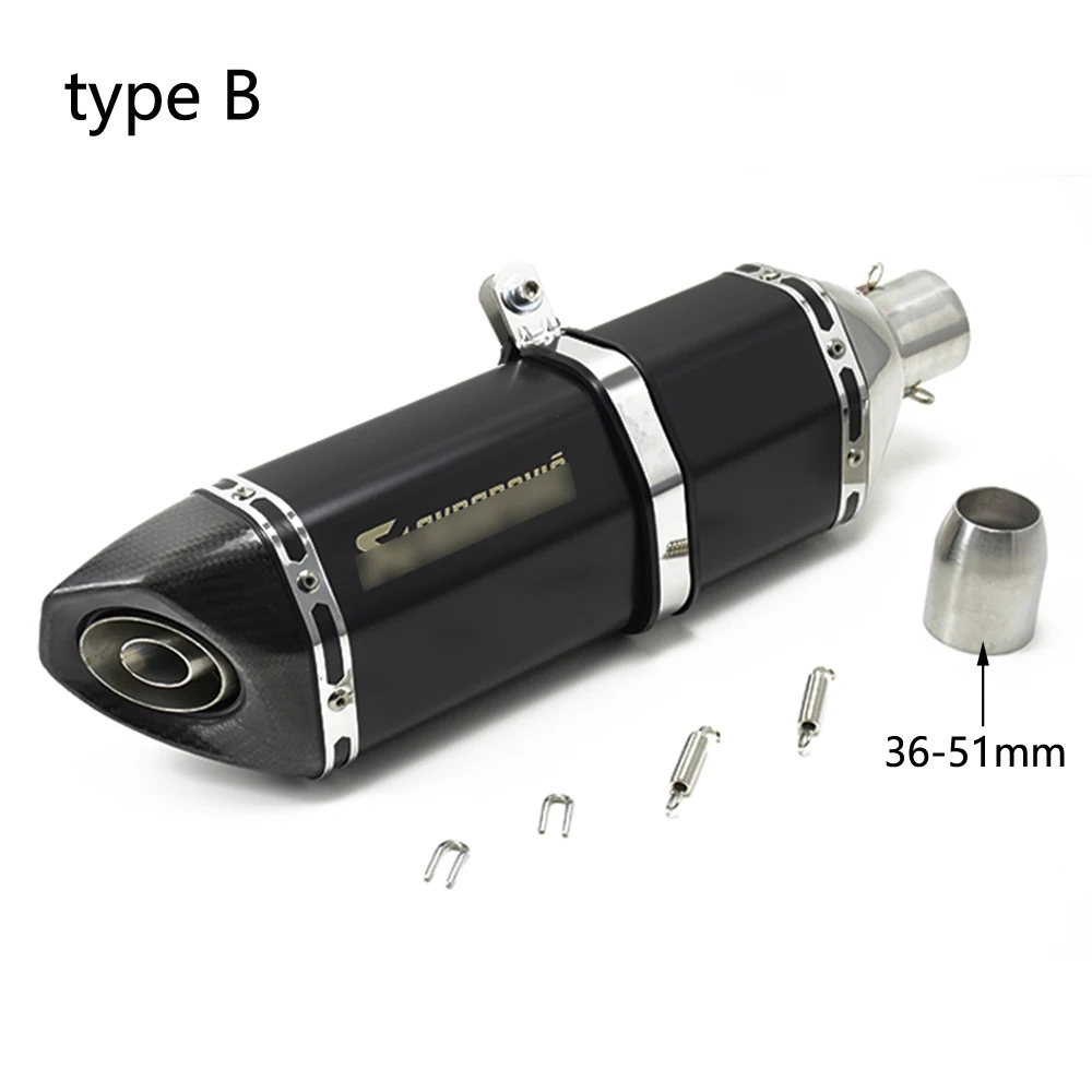 type B Универсальный мотоцикл Akrapovic выхлопной модифицированный глушитель для KAWASAKI ZX-6R Ninja 400 GSR600 FZ6 MT07 R3 RC 390 ATV Dirt Pit Bike - Цвет: type B