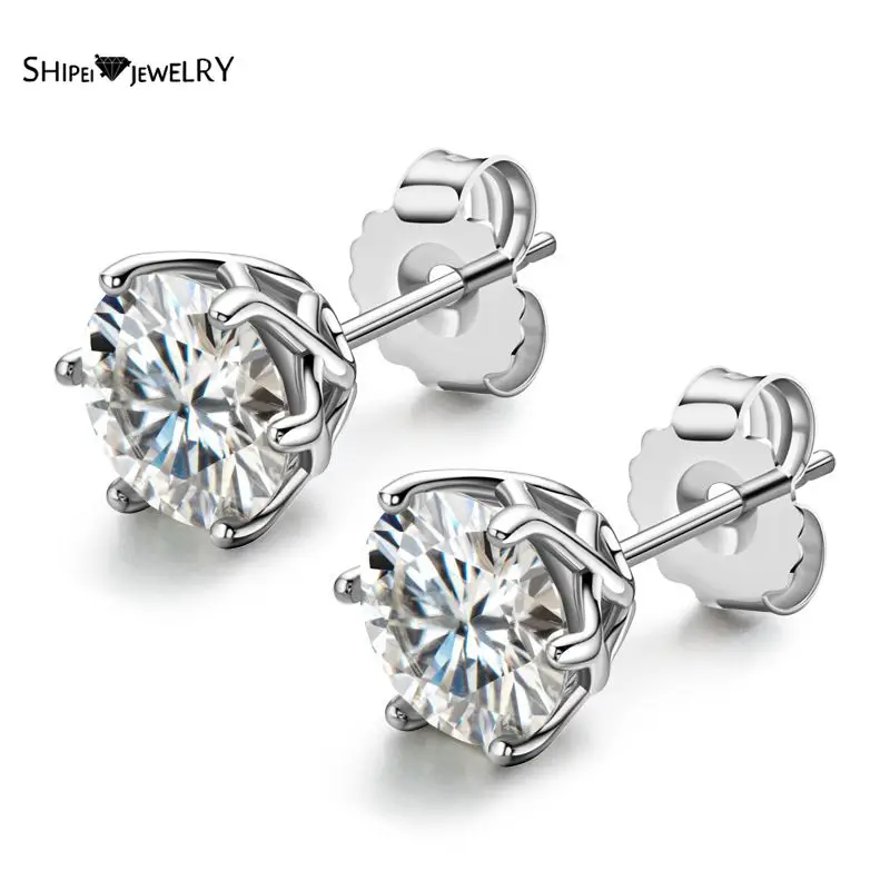 

Шипай 925 пробы серебро круглый вырез натуральная 0,5/1CT синтетический драгоценный камень, хорошее ювелирное изделие, Обручение личность серь...
