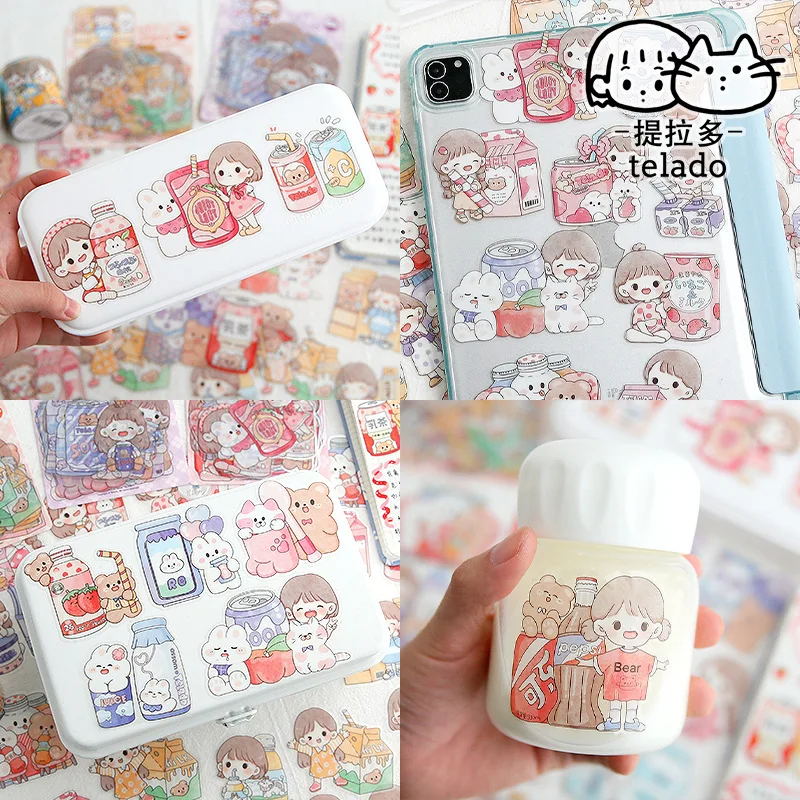 24 шт. кавайные канцелярские наклейки мультяшная девушка еда 4 нежелательный