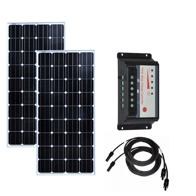 

Solaire Kit 300w Painel Solar 150w 18v 2 Pcs Solar Charge Controller Regulator 12v/24v 30A PWM PV Cable Caravan Car Camping LED
