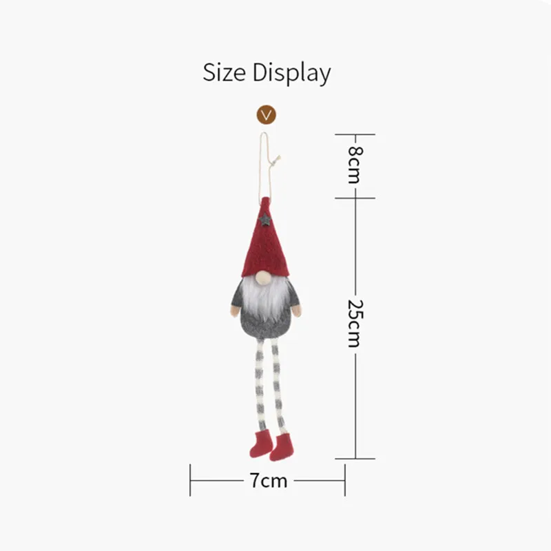 Gnome Санта Клаус длинная ножная кукла Рождественская елка украшения кулон