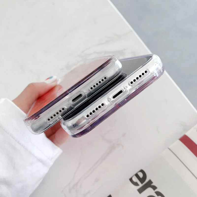

Liquid Water Phone Case For iPhone 12 mini 11 Pro X Xs Max XR 7 8 6 6s Plus Max SE 2020 Flowing Love Heart Soft Silicone Cover