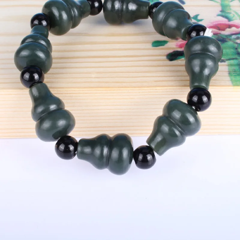 Натуральный китайский браслет из Нефритовой тыквы Hetian эластичные бусины Изящные