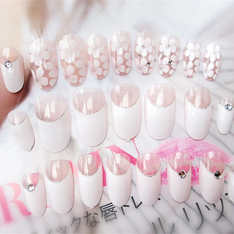 24 шт японские накладные ногти с клеем для ногтей свежие летние искусственные