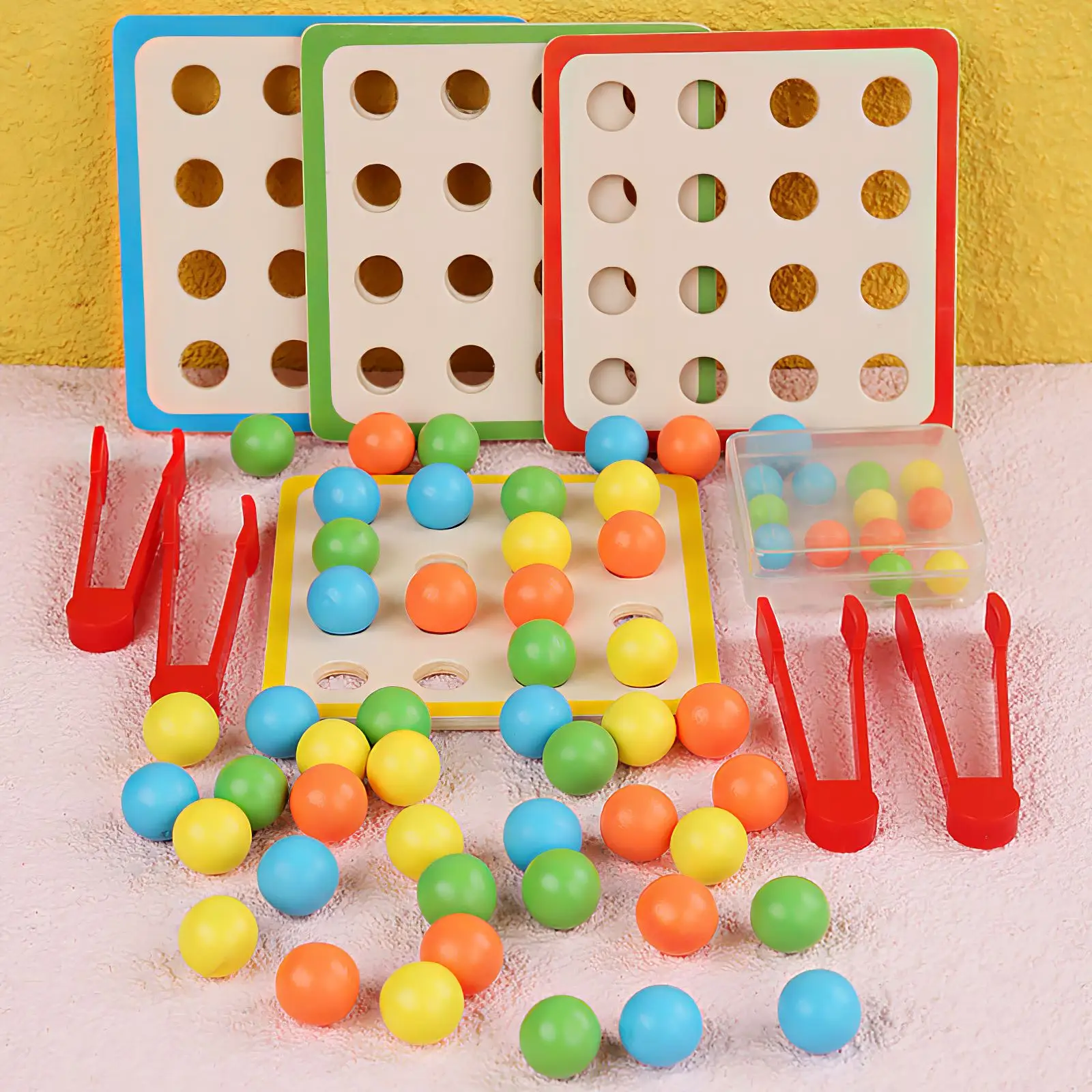 

Kids Wooden Toys Montessori Clip Beads Puzzle Math Game Hand-eye Coordination Learning Basic Life Skills Educational Toy Gifts