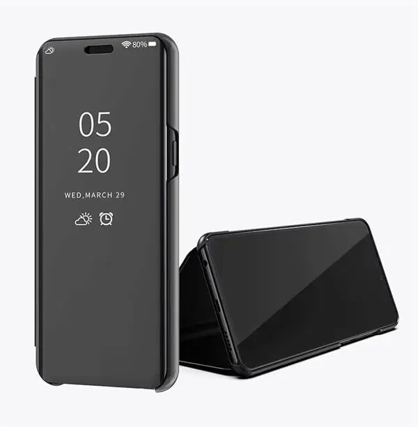 black Умный зеркальный флип-чехол для телефона Xiaomi Redmi Note 7 6 5 Pro, чехол на Xiomi Redmi 7A 8A S2 5 Plus GO K20 Note 8 4X4 5A Fundas - Цвет: black