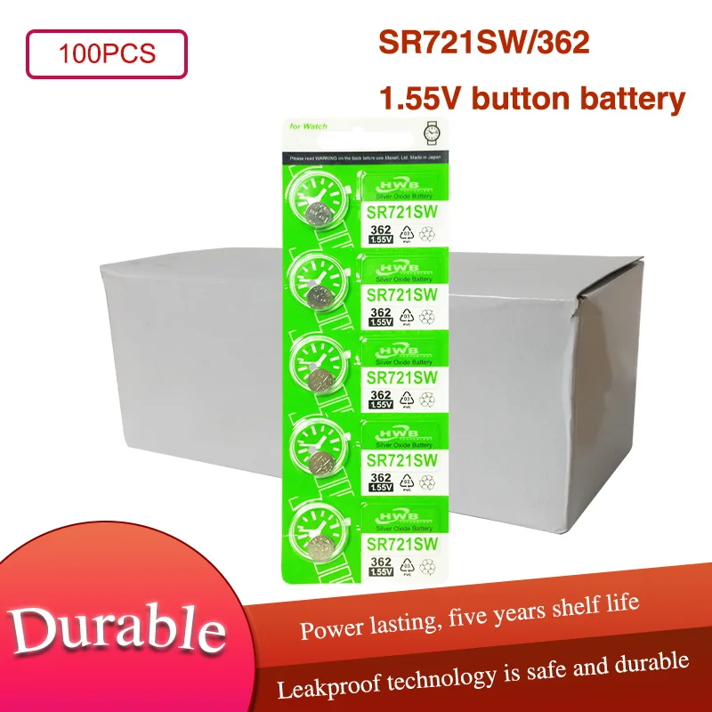 

100pcs Silver Oxide Watch Battery 362 SR721SW 721 1.55V 100% original brand 362 721 battery