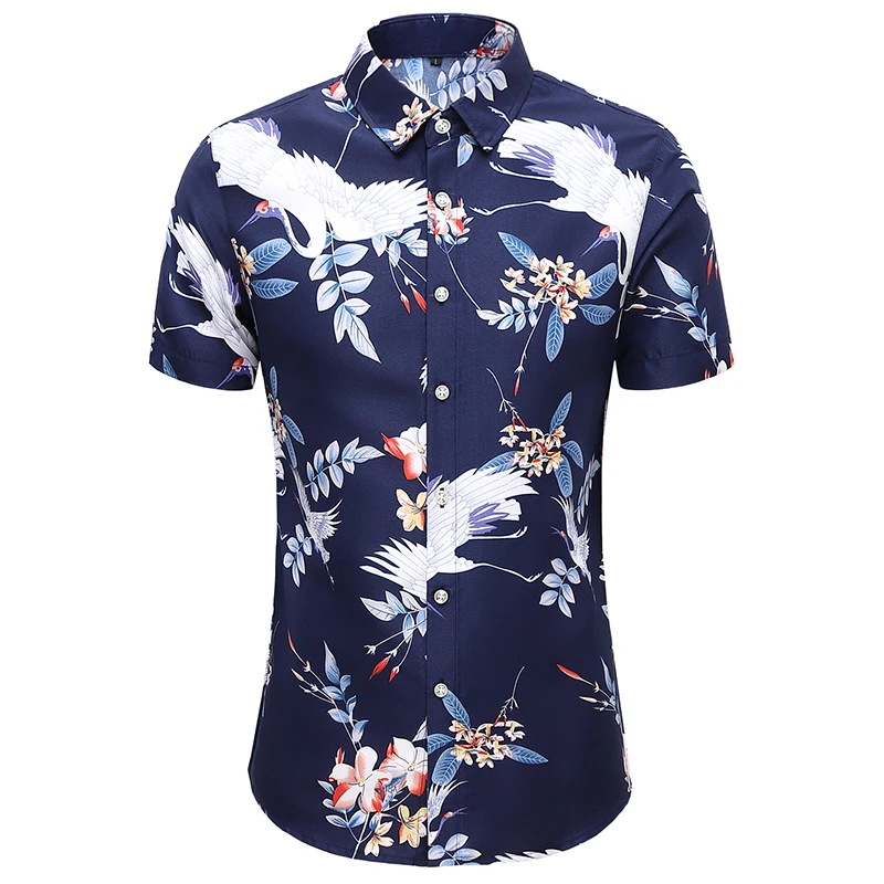 

2021 Men Hawaiian Shirt Mens Short Sleeve Top Male Beachwear Shirt Casual Printed Beach Shirts Summer Man Blouse Hawaii Shirts