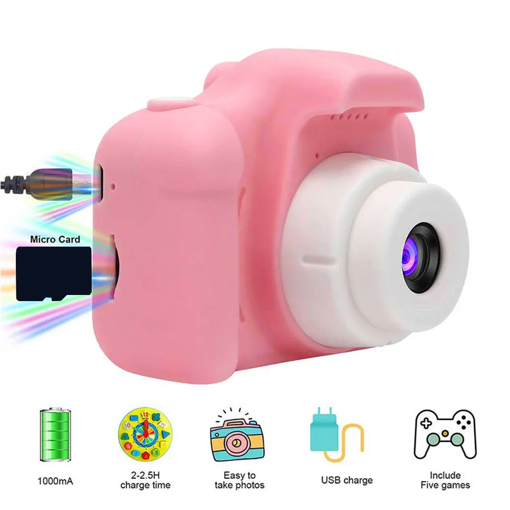 

New Mini Cartoon Photo Camera Toys 2 Inch HD Screen Childrens Digital Camera Video Recorder Camcorder Toys For Kids Girls Gift