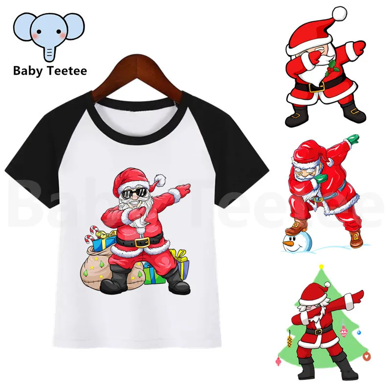 

Boys Girls Dabbing Santa Merry Christmas Cartoon T-shirt Kids Funny Tops Children Short Sleeve T shirt Baby Clothes