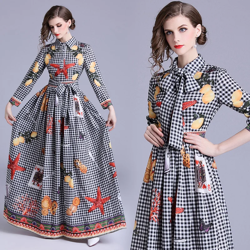 Женская новая осенняя клетчатая Морская звезда игральные карты печать галстук