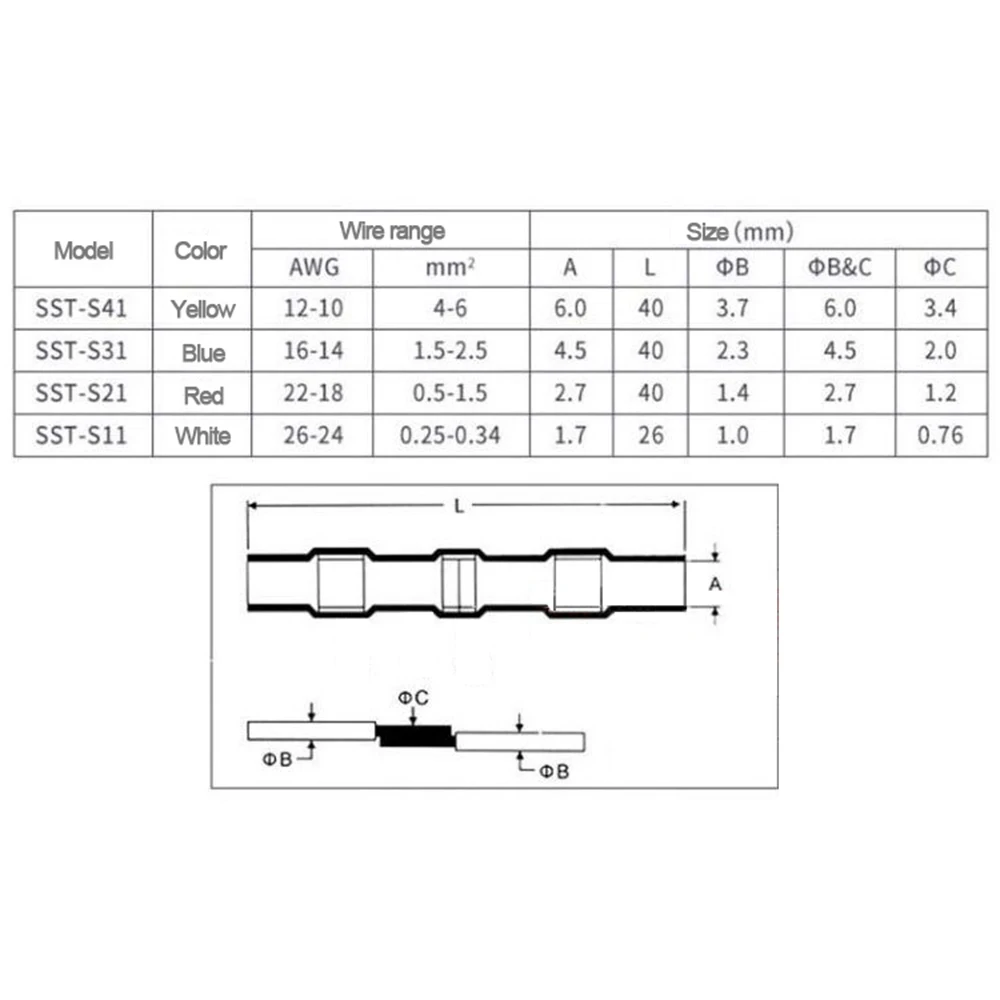 100 шт. паяльная трубка термоусадочная Soder терминал электрические провода
