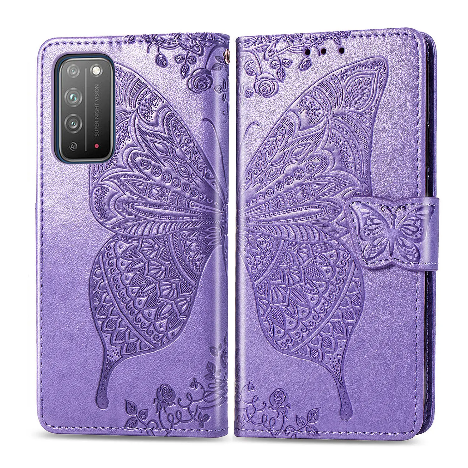 

Luxury Butterfly Case For Honor X10 Enjoy 10S Nova lite 3 Plus Cover PU Leather Wallet Phone Case For Huawei Y8p Y6p Funda Coque