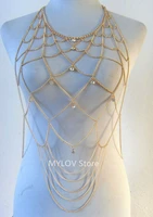 00101 fashion women rhinestone beaded tassel multi layer body bra chain jewelry harness sexy accessories jewelry