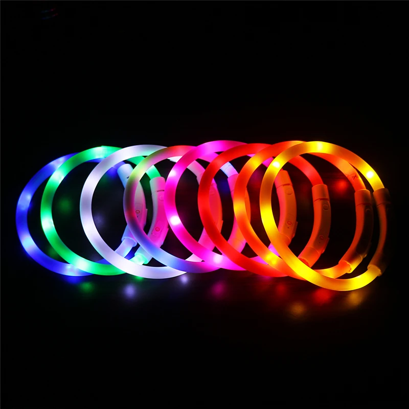 Перезаряжаемый мигающий ночной ошейник для собак USB светящийся Регулируемый