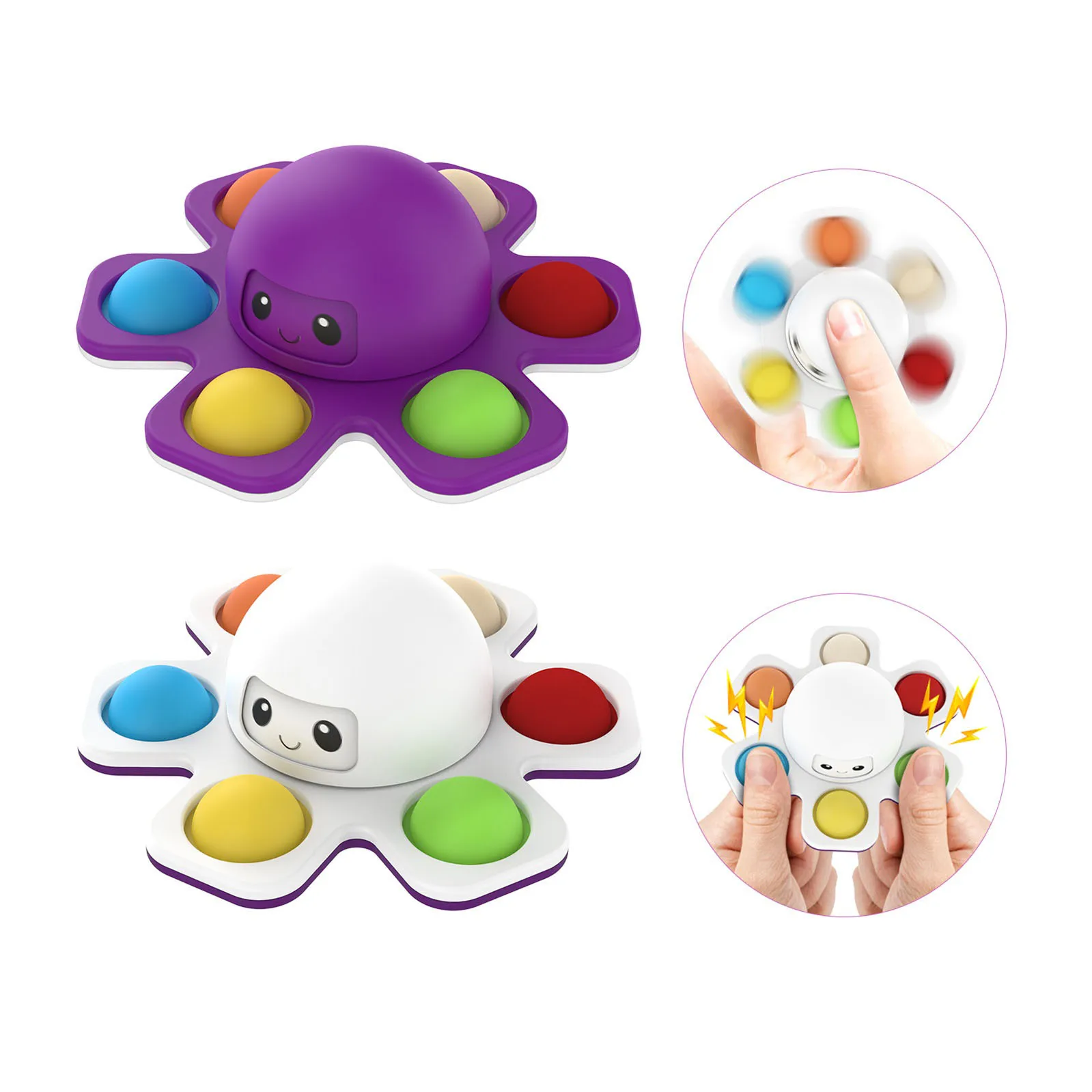 

New Design Autism Stress Relief Silicone Interactive Flip Gift Change Faces Spinner Push Pops Bubble Fidget Toy for Spinners