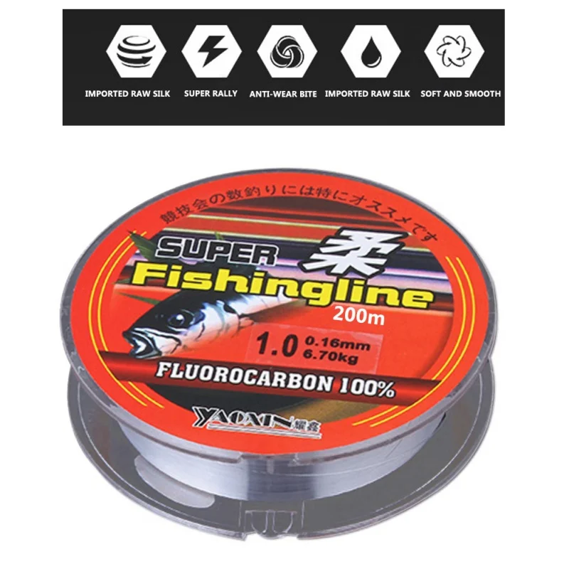 200m Fishing Line Super Strong Japanese 100% Nylon Transparent Not Fluorocarbon Fishing Tackle Outdoor pesca Accessories Pro