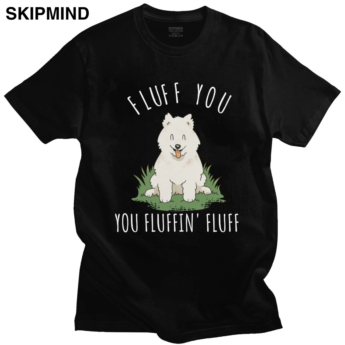 

Мужская пушистая футболка Urban Samoyed, футболка с короткими рукавами и принтом собаки, свободная хлопковая Футболка с круглым вырезом, подарок