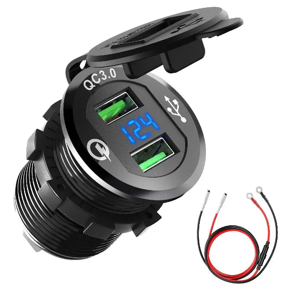 HiMISS Car Motorcycle Refitted USB Charger Mobile Phone Tablet QC3.0 Metal Quick Charging | Автомобили и мотоциклы