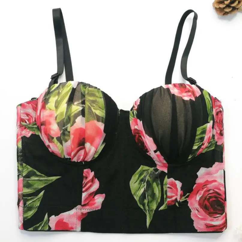 

Бюстгальтер-топ женский, с принтом розы