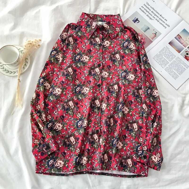 Женская блузка с цветочным принтом повседневные Осенние Топы 2020 женская рубашка