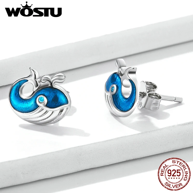 Женские серьги-гвоздики с животными WOSTU из стерлингового серебра 925 пробы цветным