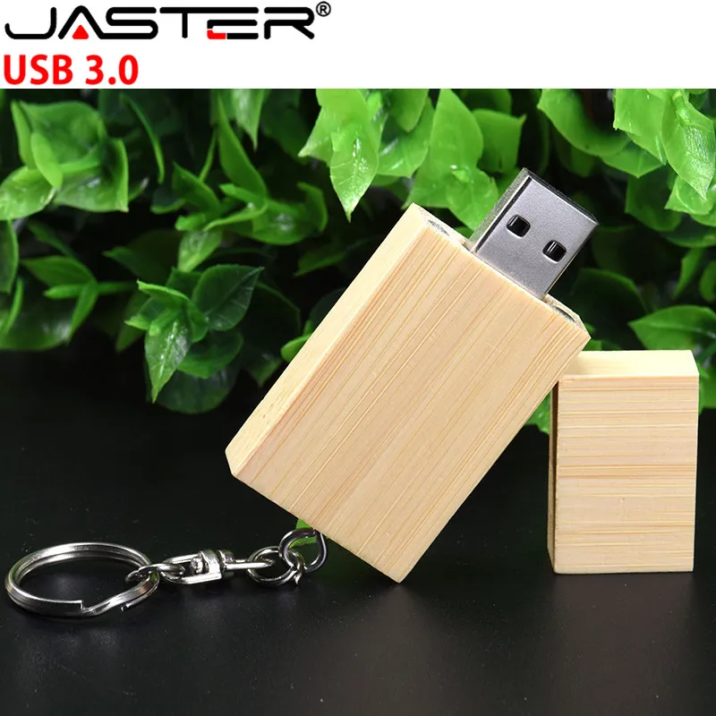 JASTER USB 3.0 5-color square wooden and bamboo usb+ chain + push-pull box flash drive 4GB 8GB 16GB 32GB 64GB memory disk | Компьютеры и