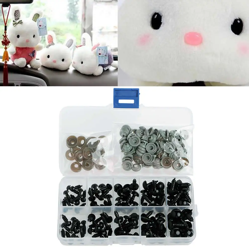 

100pcs 6-12mm Black Plastic Safety Eyes For Teddy Bear Doll Animal Puppet Crafts 203E