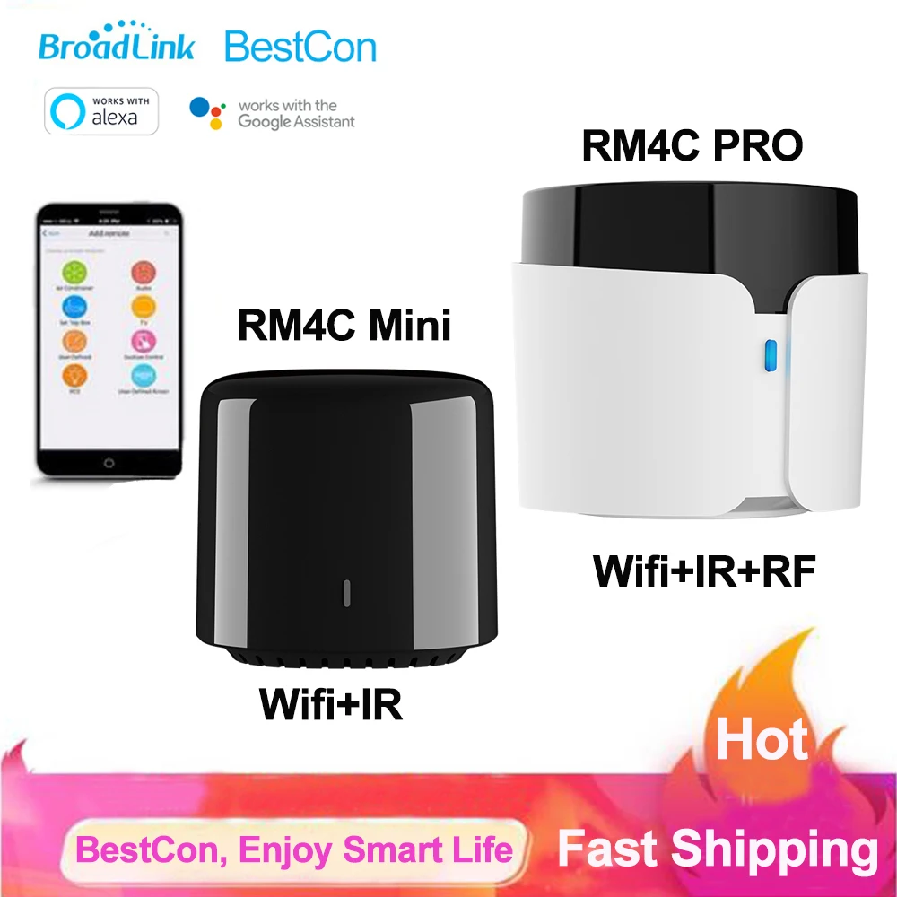 

Broadlink BestCon RM4C PRO RM4C Mini WIFI IR RF Universal Remote Smart Home Remote Controller Work with Alexa Google Home IFTTT