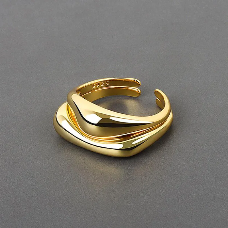

Real 925 Sterling Silver Rings for Women Simple Vintage Trendy Stacked Ring Jewelry Fashion Minimalist Adjustable Antique Anillo
