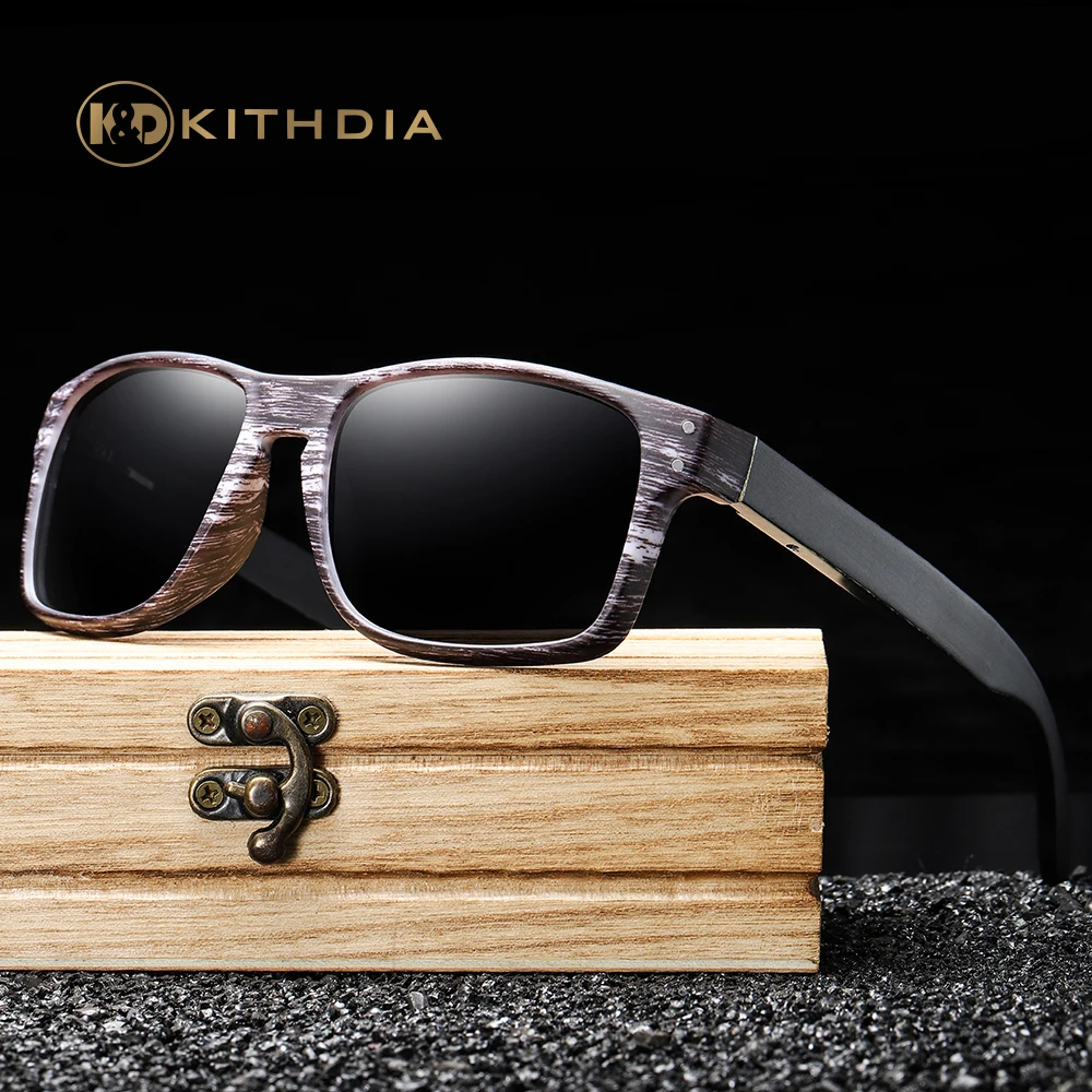 

Kithdia Wooden Sunglasses Polarized Outdoors Reflective Eyewear Colorful Mirror Coating Gafas Oculos De Sol