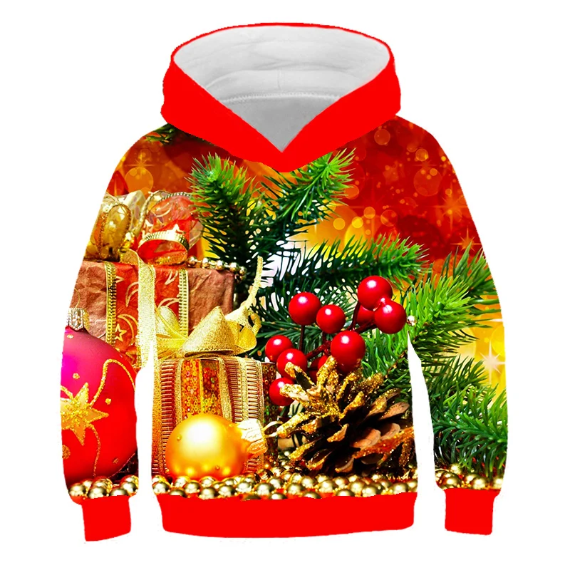 Купи Spring/Fall Boys & Girls Hoodies 3D Printed Christmas Hoodies Happy New Year Printed Long Sleeve Cartoon Fashion Fall Top за 803 рублей в магазине AliExpress