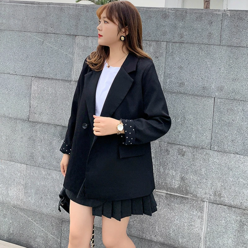 Блейзер женский с длинным рукавом повседневный деловой пиджак черный размеры