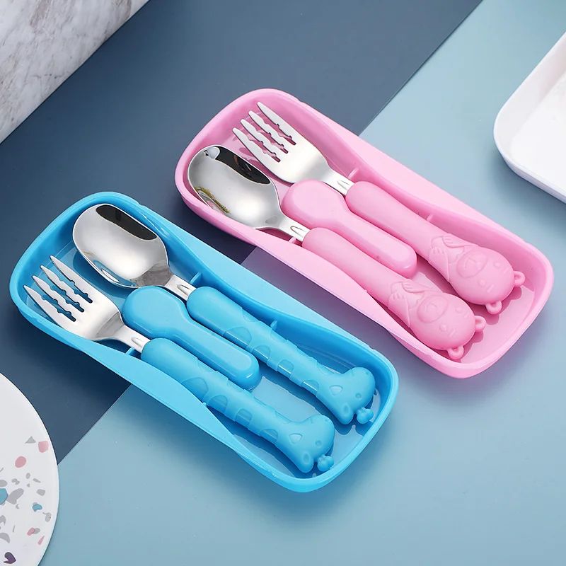 Набор ложек из нержавеющей стали для кормления детей с героями мультфильмов