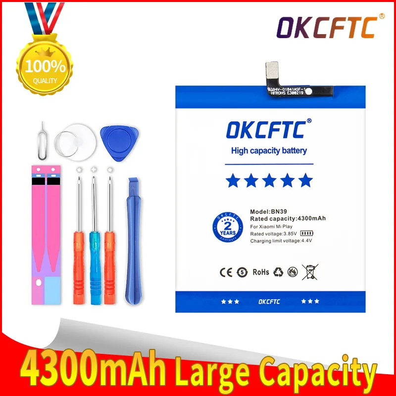 

Оригинальный запасной аккумулятор OKCFTC BN39 для Xiaomi Mi Play, аутентичный аккумулятор для телефона 4300 мАч